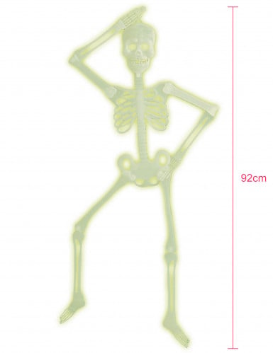 Squelette articulée phosphorescent Halloween 92 cm