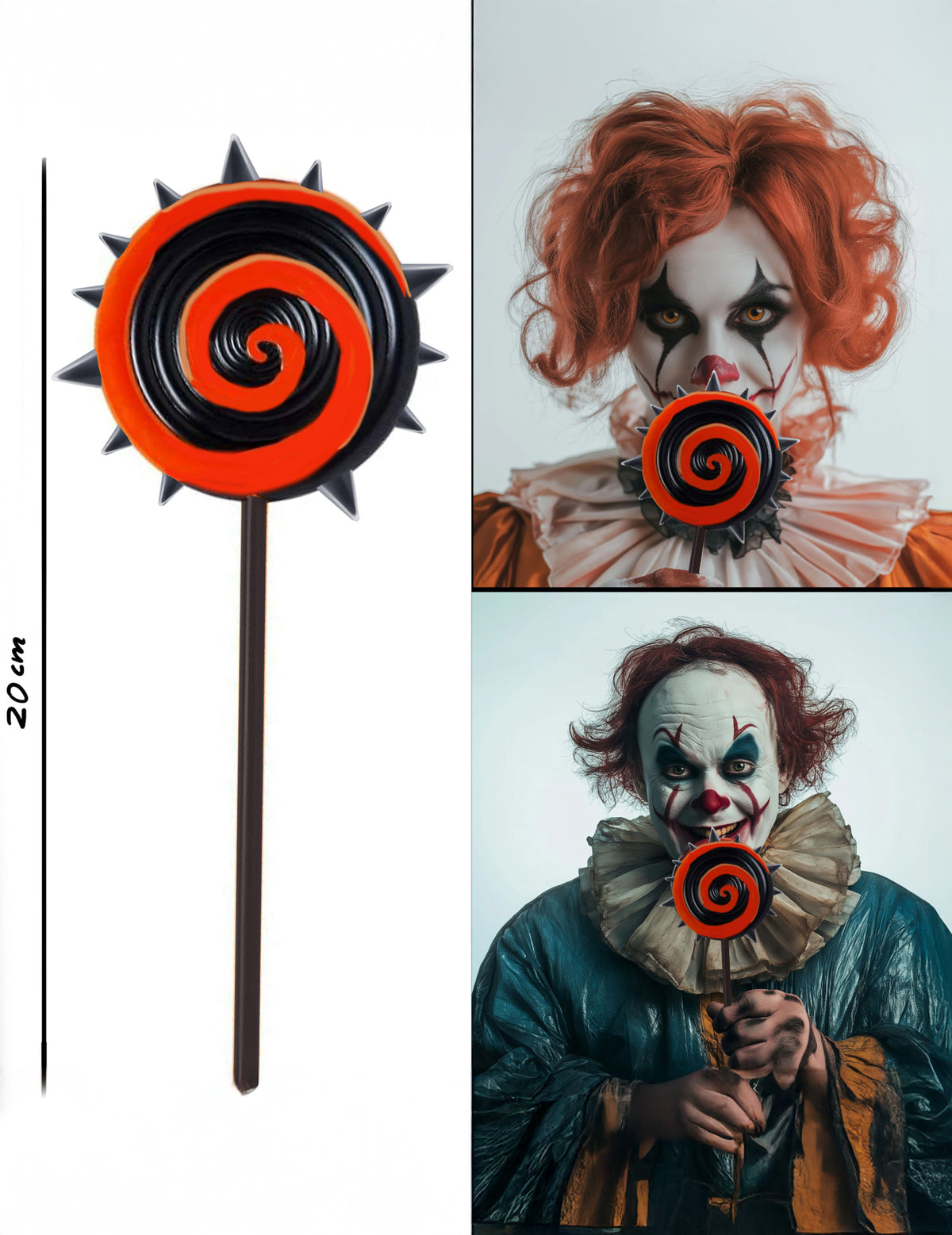 Sucette horrifique rouge et noir 20 cm