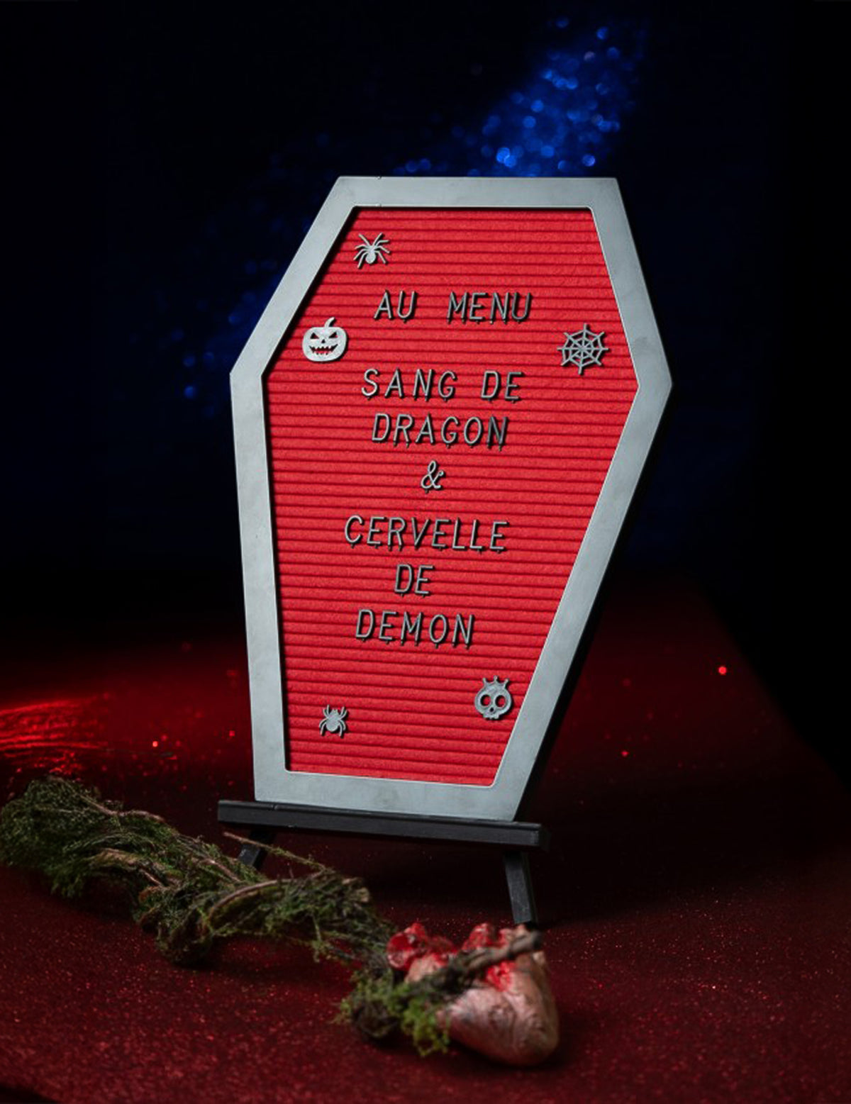 Tableau cercueil personnalisable avec lettres et support 40 cm