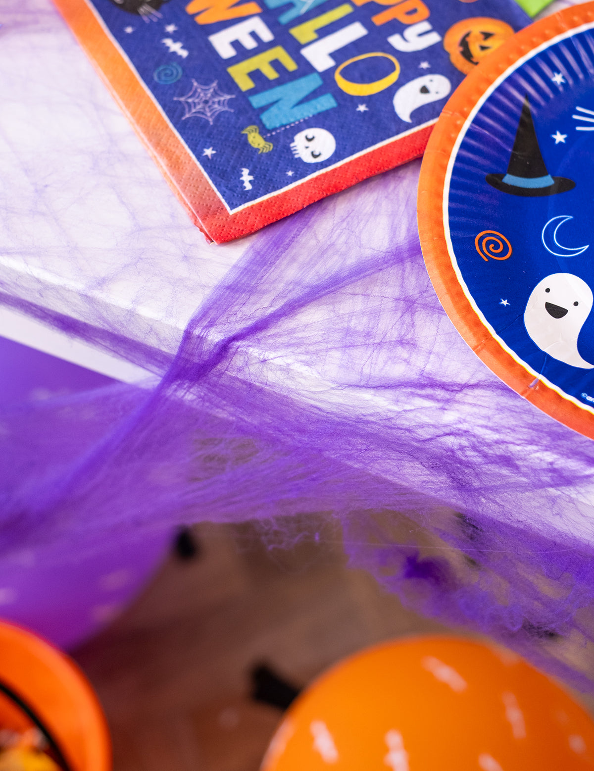 Toile d'araignée violette avec araignées 20 g Halloween