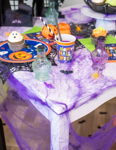 Toile d'araignée violette avec araignées 20 g Halloween