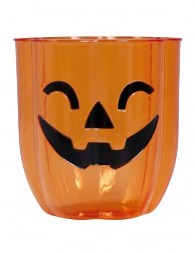 Verre en plastique citrouille souriante 10 cm