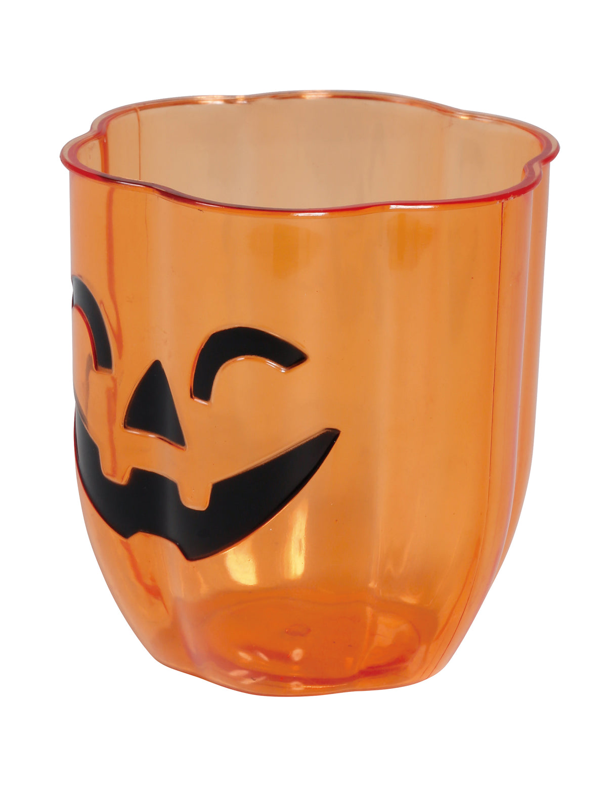 Verre en plastique citrouille souriante 10 cm