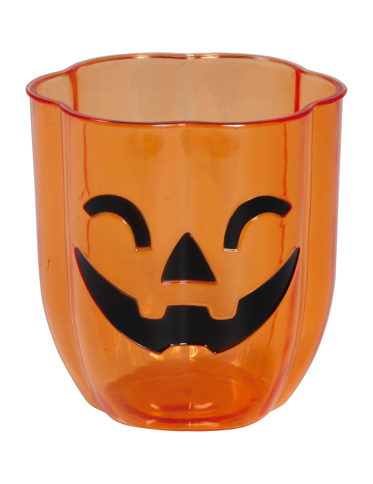 Verre en plastique citrouille souriante 10 cm